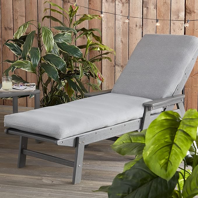 Outdoor Reversible Chaise Lounge Chair Cushion, Cement