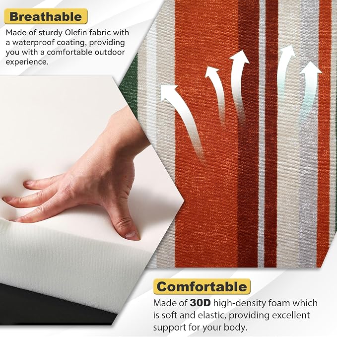 Deep Seat Patio Cushions Set 24 x 24 Inch,Olefin Fabric Outdoor Seat Cushion,Patio Furniture Cushions with Removable Cover,Rain-Proof and Fade Resistant Deep Seat Bottom & Back Cushion,1set