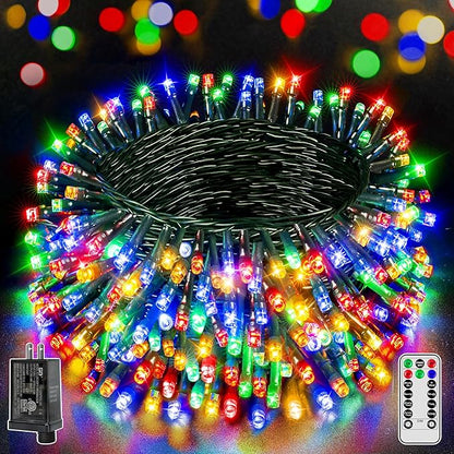 BrightChristmas 500 LED 164 FT Christmas Lights, Waterproof Outdoor String Lights with Remote and Timer, Christmas Tree Lights with 8 Modes Dimmable, Fairy Lights for Holiday Decor (Multicolor)
