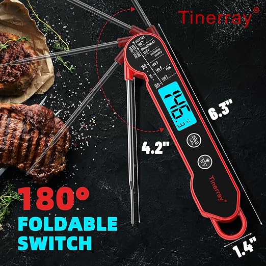 Professional Digital Meat Thermometer Instant Read Waterproof – Folding Probe Food Thermometer with Backlight & Calibration, Fast Read for BBQ, Grill, Deep Fry, Cooking, Liquids, Gift for Chef