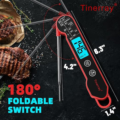 Professional Digital Meat Thermometer Instant Read Waterproof – Folding Probe Food Thermometer with Backlight & Calibration, Fast Read for BBQ, Grill, Deep Fry, Cooking, Liquids, Gift for Chef