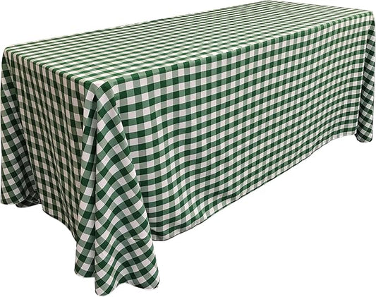 LA Linen Gingham Tablecloth - Checkered Tablecloth for Parties, Picnics & More - Farmhouse Tablecloth - Spring Tablecloth - Picnic Tablecloth - Cloth Tablecloths for Rectangle Tables - 90”x156 Green
