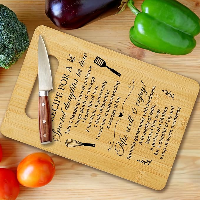 Birthday Gifts for Daughter In Law, Ricepe Bamboo Cutting Board, Charcuterie Board for Kitchen Decor, Funny Christmas Gift from Mother In Law Father In Law -17