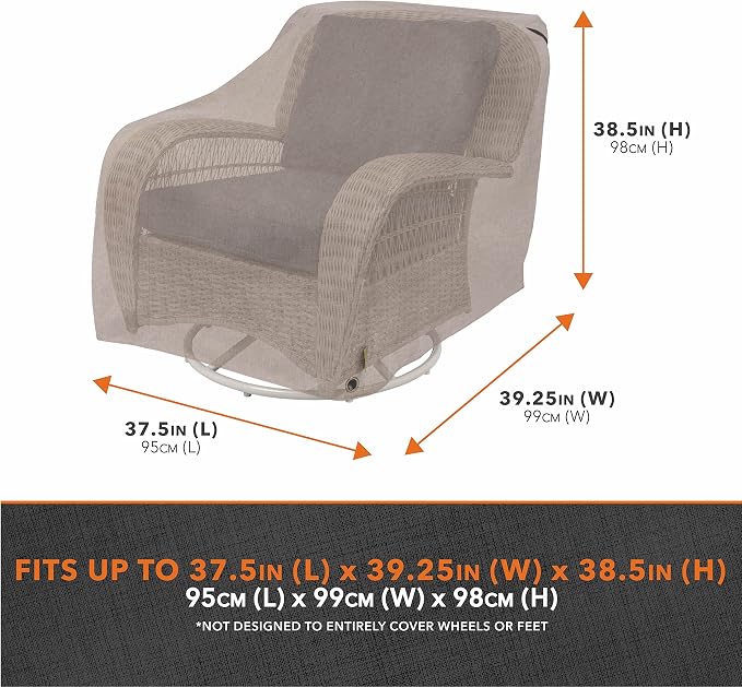 Modern Leisure Garrison Swivel Lounge Patio Chair Cover - Weather-Resistant Fabric - Outdoor Furniture Protection Perfect for Patio, Deck, and Porch - 37.5" L x 39.25" W x 38.5" H - Sandstone
