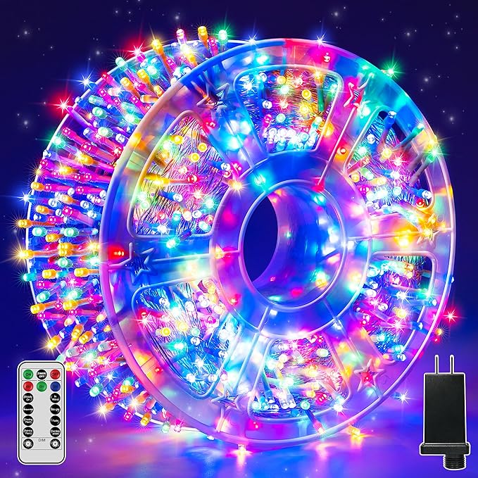 Guhope Christmas String Lights Indoor 1200LED 196FT, Waterproof Outdoor String Lights with Remote and Timer, 8 Modes Dimmable Christmas Lights for Indoor Outdoor Party Holiday Decorations (Multicolor)