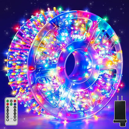 Guhope Christmas String Lights Indoor 1200LED 196FT, Waterproof Outdoor String Lights with Remote and Timer, 8 Modes Dimmable Christmas Lights for Indoor Outdoor Party Holiday Decorations (Multicolor)