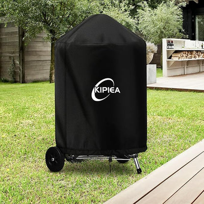 Kipiea 600D Grill Cover for Weber 26 Inch Charcoal Kettle, Heavy-Duty Oxford BBQ Grill Covers with 3 Buckles, Waterproof, Wind Resistant, Anti UV, No Tears (31.5" W X 31.5" D X 39" H)