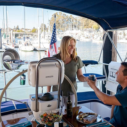 Magma A10-205 Marine Kettle Portable Gas Grill - Stainless Steel BBQ for Boats - Wind-Resistant Design, Safe Propane Connection, Stay Cool Handle - 15" Diameter