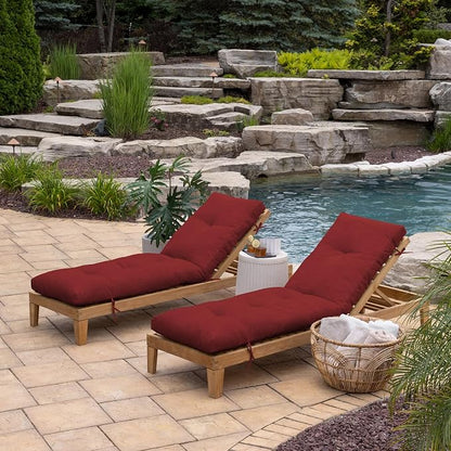 Arden Outdoor Plush Modern Tufted Chaise Cushion, 76 x 22, Rain-Proof, Fade Resistant, Tufted Cushion for Chaise Lounger Ruby Red Leala | Plush Comfort, Modern Tuft, Lounge Cushion, Rain-Proof, Fade Resistant, Mold and Mildew Resistant
