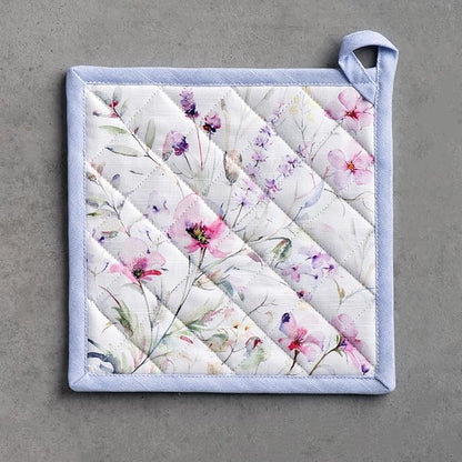 Maison d' Hermine Pot Holders 100% Cotton Heat Resistant Potholders 8" x 8" Hot Pads with Loop BBQ Cooking Baking Hotel Farmhouse Kitchen Handling Hot Pans Spring Summer (Pack of 1, Summer Floral)