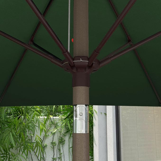 Sunline 7.5 ft Patio Umbrella with Crank & Push Button Tilt, Outdoor Market Umbrella with UV Protection & Wind Vent and Fiberglass Ribs, Metal Frame for Deck, Pool & Table, Hunter Green