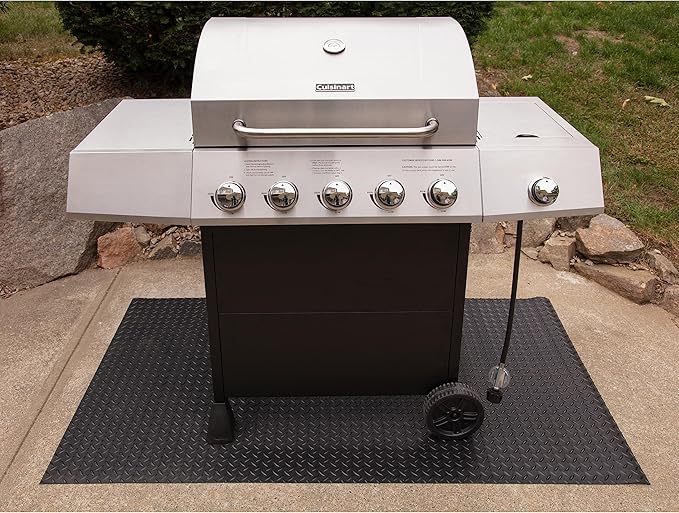 Cuisinart CGMT-300, 65” x 36, 65" x 36", Premium Deck and Patio Grill Mat, 65" x 35" & Traeger Pellet Grills BAC637 Stay Dry Pellet Bin, Wood Pellet Storage with Locking Lid, Black