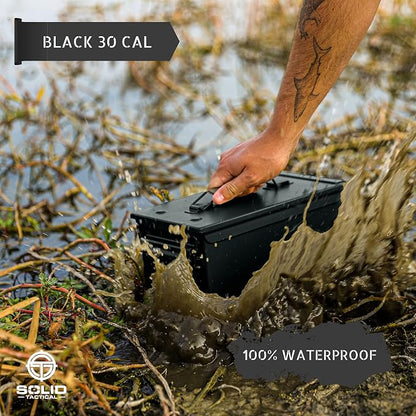 Lockable Metal Ammo Storage Box - Military & Army Steel Ammo Can for Ammunition Storage - Waterproof Ammo Crate Utility Box