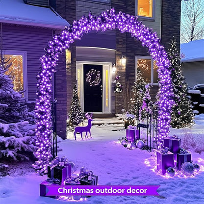 JMEXSUSS 2 Pack Solar String Lights Outdoor Waterproof, Total 400 LED 151FT Solar Christmas Lights Outdoor, 8 Modes Christmas Light for Outside Patio Yard Tree Decorations, Purple