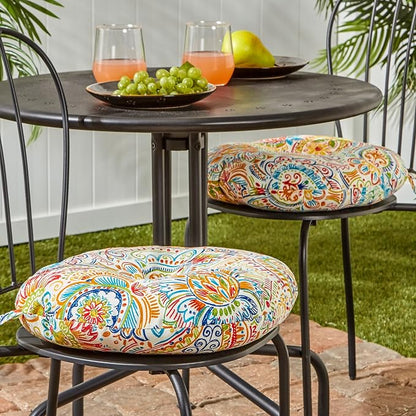 Greendale Home Fashions Jubilee Outdoor 15-inch Bistro Seat Cushion, Set of 2
