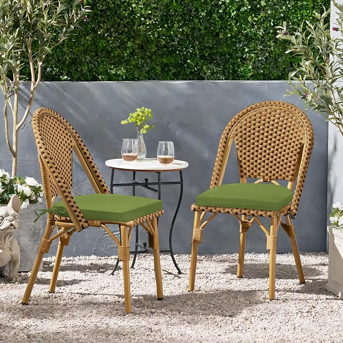 HARBOREST Outdoor Chair Cushions Set of 2, Water Resistant Patio Chair Cushions with Ties, Outdoor Seat Cushions for Patio Furniture, 17"x16"x2", Grass Green