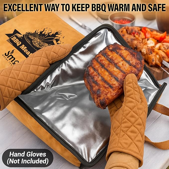 21in BBQ Blanket for Resting Meat 5 Layer Insulated Brisket Resting Bag with Wide Mouth, Keeps Meat Juicy & Hot Smoker, Air Fryer, Kitchen Accessories for Camping & Picnic for Dad