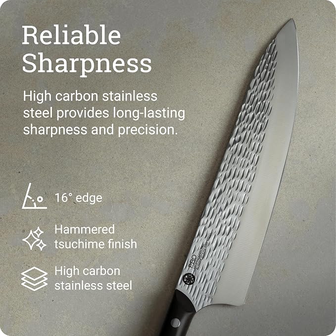 Kai PRO 10" Chef's Knife | Hand Sharpened Kitchen Knife, Japanese AUS6M Stainless Steel Blade, Full-Tang POM Handle