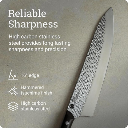 Kai PRO 10" Chef's Knife | Hand Sharpened Kitchen Knife, Japanese AUS6M Stainless Steel Blade, Full-Tang POM Handle