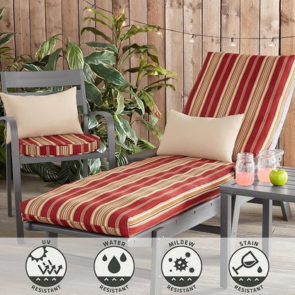 Outdoor Reversible Chaise Lounge Chair Cushion, Tuscan Stripe