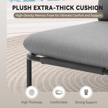 Crestlive Products Oversized Outdoor Couch, 2-Seater Modular Sectional Sofa with Cushions, Modern Patio Conversation Set for Backyard, Deck, Porch or Poolside