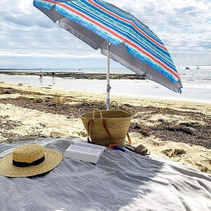 Blissun 7.2' Beach Umbrella with Sand Anchor, Outdoor Portable Beach Umbrella for Sand with Tilt Pole, Carry Bag, Air Vent