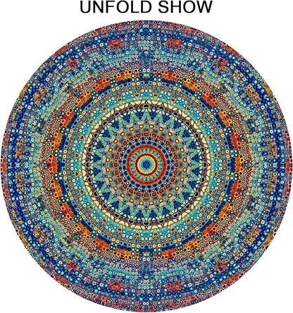 Sweetshow Boho Mandala Tablecloth Round 70 Inch,Rustic Colorful Bohemian Polyester Circle Table Cloth,Wrinkle Stain Resistant Washable Table Cover for Kitchen Dining Room Holiday Party Picnic Patio