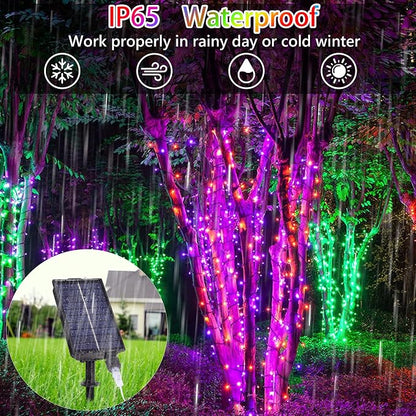 Solar String Lights Outdoor Waterproof 40Ft Color Changing with Remote | 18 Colors 100 LED Christmas Light Solar Powered & USB, RGB Fairy Lighting for Outside Tree Fence Party Indoor Halloween Decor