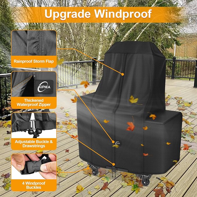 600D Heavy Duty Pellet Grill Cover for Pit Boss Lockhart, Waterproof Wood Pellet Smoker Cover with Windproof Buckles, UV Resistant, No Tear, No Fading