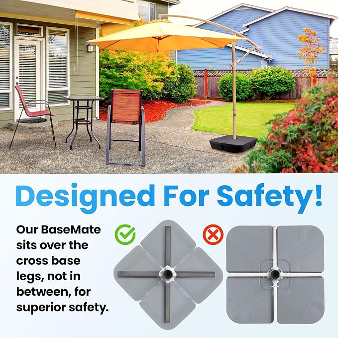 Rhino BaseMate EVA Material - Patio Umbrella Base Weights up to 200 Lb. | for Cantilever, Regular, or Any Offset Umbrella Base | 4-Part, 900D Heavy-Duty, All-Weather (Square)