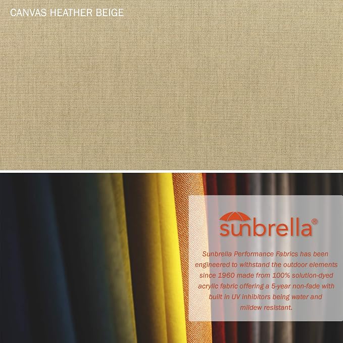 California Umbrella 11' Round Aluminum/Fiberglass Umbrella,Pulley Lift, Bronze Pole, Sunbrella Heather Beige