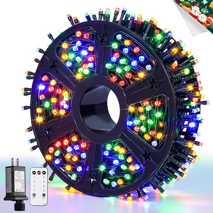 JMEXSUSS 400 LED Christmas Lights Outdoor with 8 Modes | 132ft Multicolor Christmas Tree Lights with Remote, Indoor Christmas String Lights Plug in for House Christmas Bush Decor