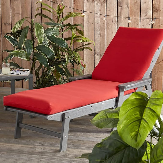 Outdoor Reversible Chaise Lounge Chair Cushion, Fire