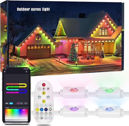 YOSION 60ft Smart Permanent Outdoor Lights, 30 RGB LED Light Bulbs with APP/Remote Control, IP67 Waterproof Eave Lights for House Roof Garden Christmas Decor