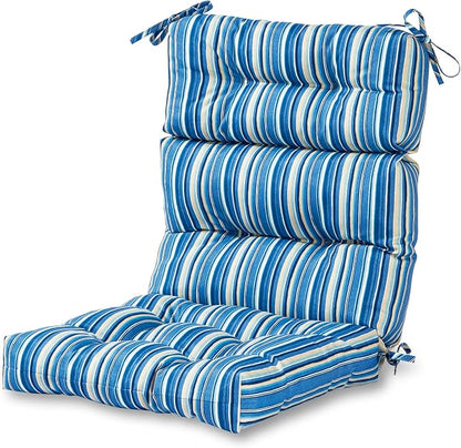 Greendale Home Fashions Steel Blue Stripe 44'' x 22'' Outdoor High Back Chair Cushion