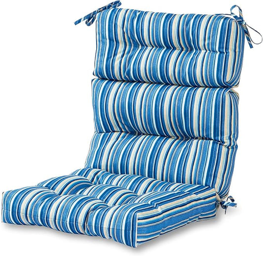 Greendale Home Fashions Steel Blue Stripe 44'' x 22'' Outdoor High Back Chair Cushion