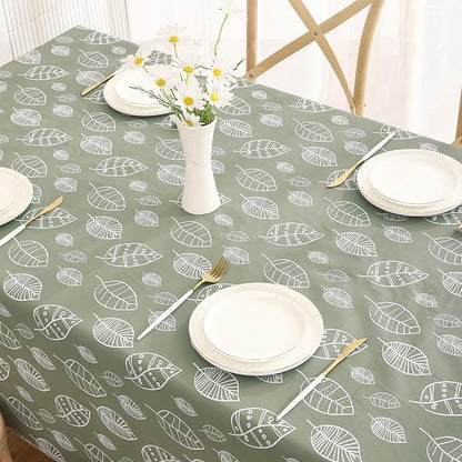 Walrus Heavy Duty Vinyl Tablecloth with Flannel Backing Waterproof Oil-Proof Plastic Table Cloth Stain-Resistant Wipeable Rectangle or Square Table Cover for Indoor and Outdoor (Leaf, 54X54 Inch)