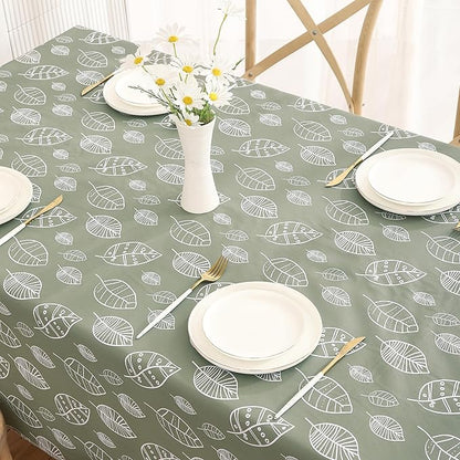 Walrus Heavy Duty Vinyl Tablecloth with Flannel Backing Waterproof Oil-Proof Plastic Table Cloth Stain-Resistant Wipeable Rectangle or Square Table Cover for Indoor and Outdoor (Leaf, 60X84 Inch)