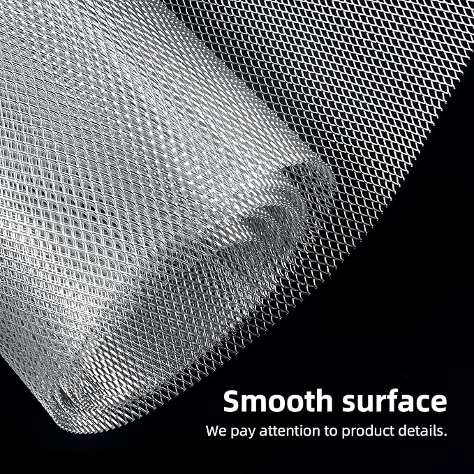 AggAuto Universal 170"x40" Car Grill Mesh 6x12mm Rhombic Hole Silver | Aluminum Alloy Automotive Grille Insert Bumper, One of the Most Multifunctional Shape Grids