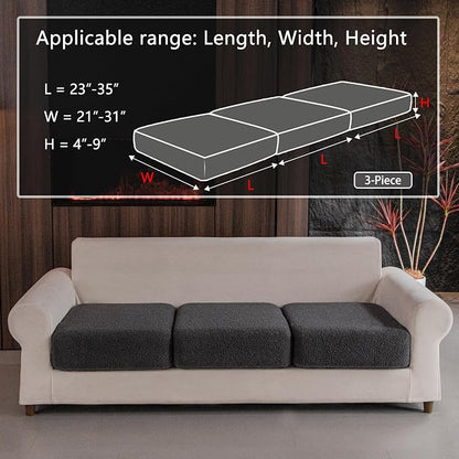 OHSIO Couch Cushion Covers for Sectional Sofa, Stretch Soft Sofa Slipcovers Washable Wear-Resistant Universal Furniture Protector for Living Room(3 Seaters Covers, Dark Gray)