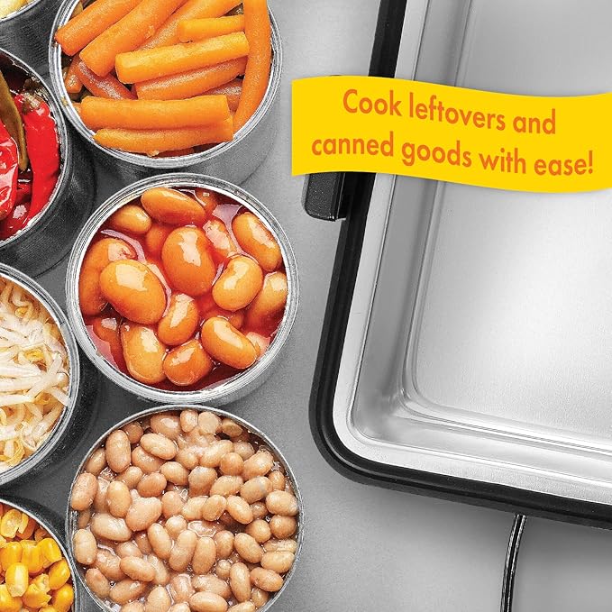 TRAVEL TIME 12V Portable Stove with 5-Pans & Lids, 150w – Universal for Most Vehicles, Mini Microwave Food Warmer for Car, Truck, Travel, Work Cooking