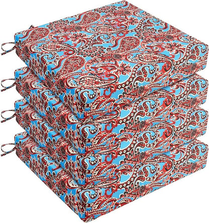 UNIKOME Outdoor Chair Cushions, Set of 4, 24"*24"*4", Brown Paisley