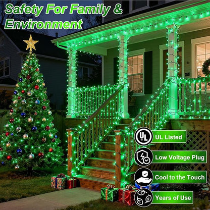 1500 LED 470FT Christmas String Lights Outdoor, 12 Pro Modes with Timer | with Memory & Brightness, Plug in Waterproof Dark Green Wire Twinkle Light for Xmas Yard Tree Wedding Party Decor (Green)
