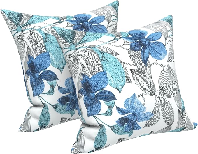 LVTXIII Outdoor Pillow Covers 20x20 Inch, 2 Pack Large Square Throw Pillow Cases, Fade-Resistant Cushion Covers for Patio Furniture Sofa, Garden Porch, Clemens Noir Blue