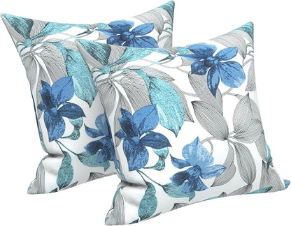 LVTXIII Outdoor Pillow Covers 20x20 Inch, 2 Pack Large Square Throw Pillow Cases, Fade-Resistant Cushion Covers for Patio Furniture Sofa, Garden Porch, Clemens Noir Blue