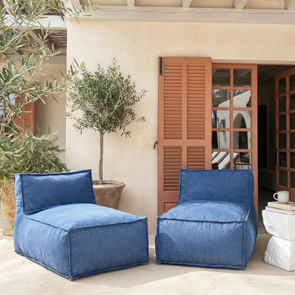 Christopher Knight Home Natty Outdoor Bean Bag Chair Set of 2, Fabric Bean Bag Chair for Adults and Kids, Indoor/Outdoor Sun Lounger, Patio Lounge Chair Set of 2, Navy Blue