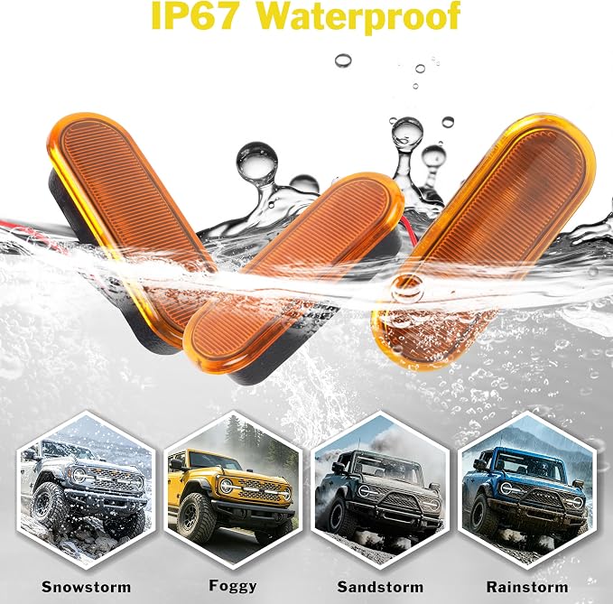 Front LED Grill Lights Compatible with Ford Bronco Accessories 2021 2022 2023 2024 2/4 Doors, Amber