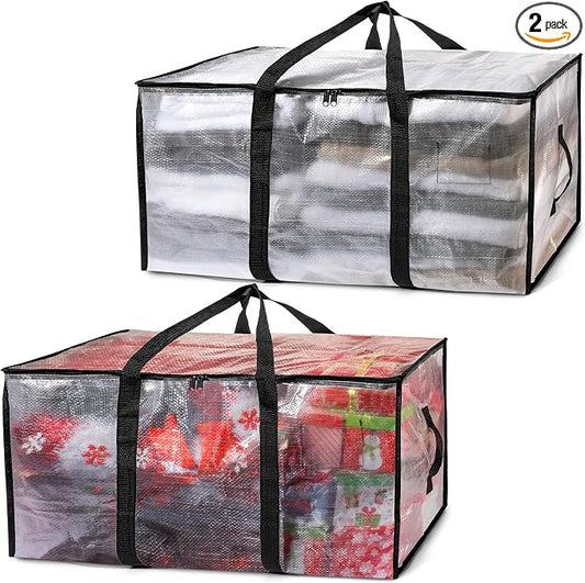 ClearSpace Oversized Moving Bags or Storage Bag – Large Moving Boxes with Backpack Straps, Zippers & Handles – Heavy-Duty Packing Bags for Moving, College Dorm, Christmas Decorations, 2 Pack