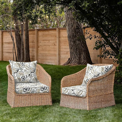 DYTXIII Outdoor Deep Seat Cushion Set, Water Repellent 24"x24" Patio Thick Cushions Replacement with Seat & Back Pillow for Patio Sofa, Wicker Chair, Couch - Dailey Tan