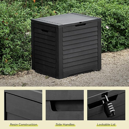 YITAHOME 35 Gallon Outdoor Storage Box, Waterproof Resin Deck Box and Package Delivery with Lockable Lid for Patio Furniture Cushions, Pool Accessories, Garden Tools, Black